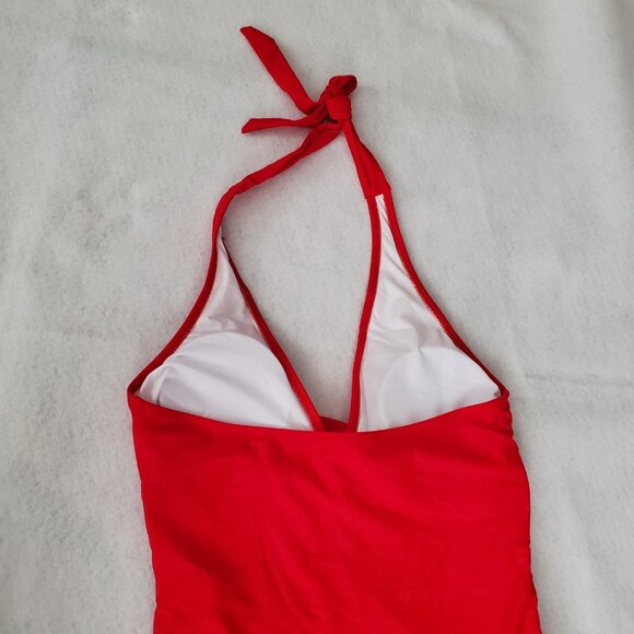 Swimsuit Red Size M Tummy Control Halter Style 1 Piece - Picture 8 of 14